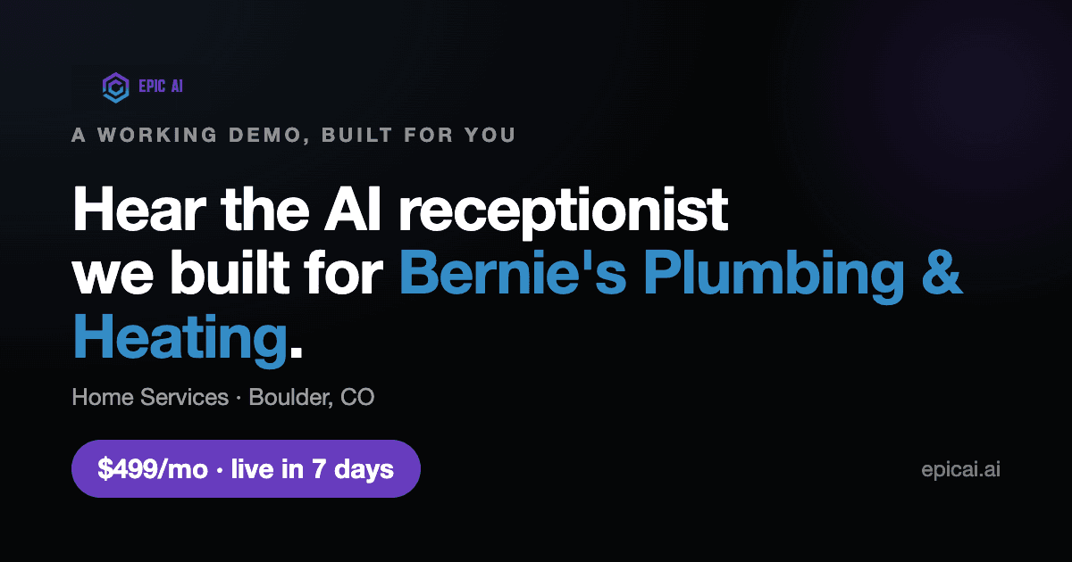 Bernie's Plumbing & Heating AI phone-agent demo card