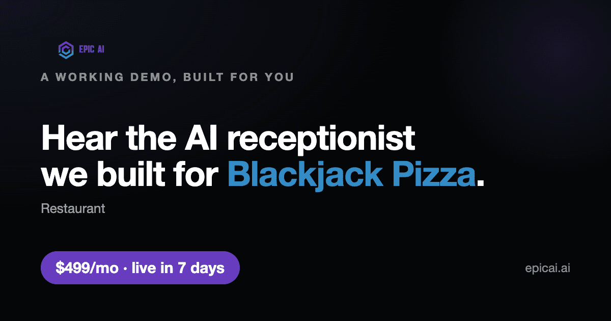 Blackjack Pizza & Salads AI phone-agent demo preview