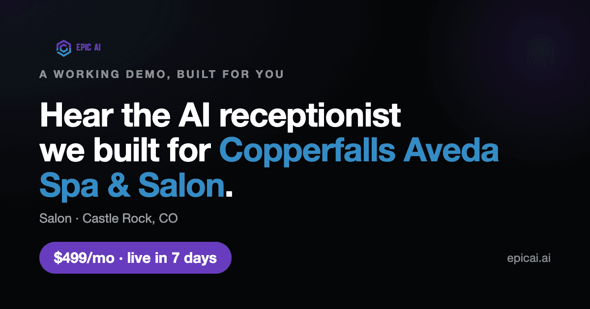 Copperfalls Aveda Spa & Salon AI phone-agent demo card