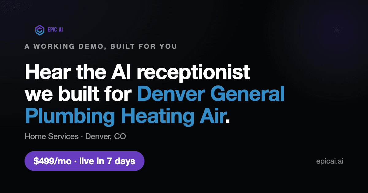 Denver General Plumbing Heating Air AI phone-agent demo card