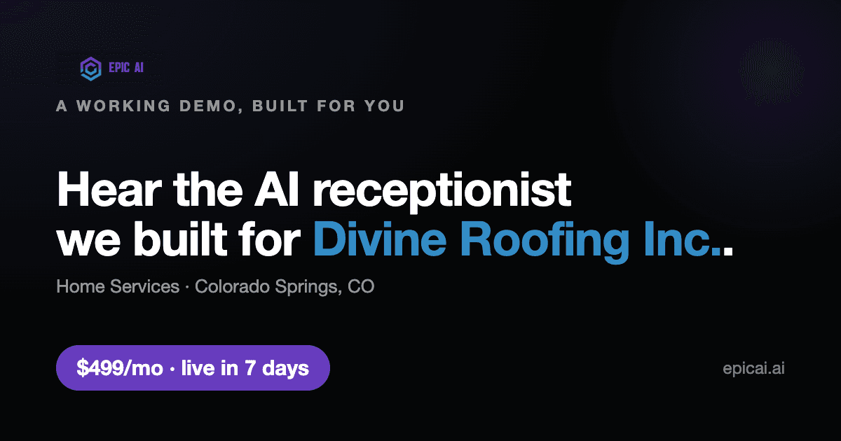 Divine Roofing Inc. AI phone-agent demo card