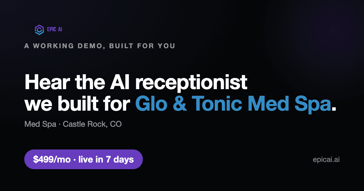 Glo & Tonic Med Spa AI phone-agent demo card