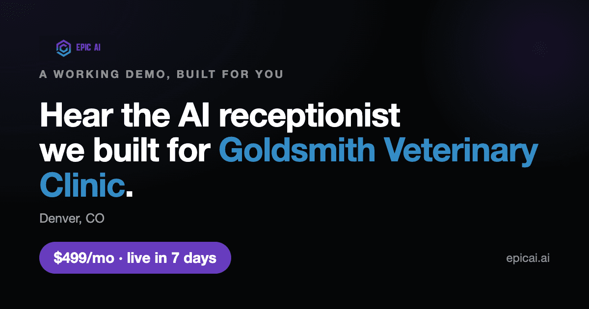Goldsmith Veterinary Clinic AI phone-agent demo card