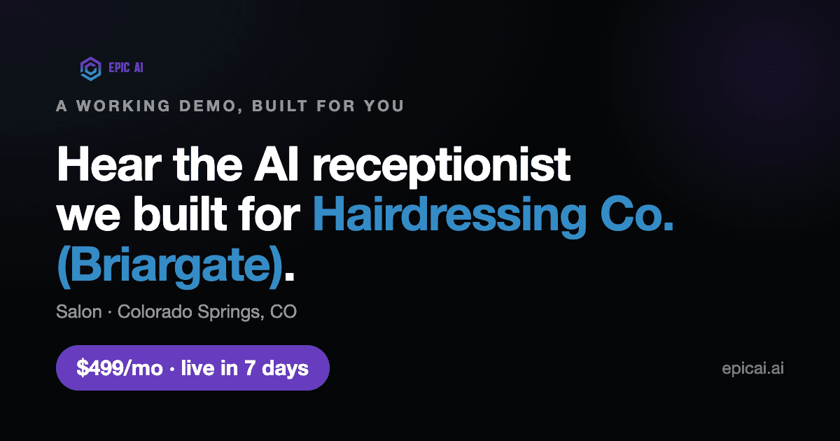 Hairdressing Co. (Briargate) AI phone-agent demo card