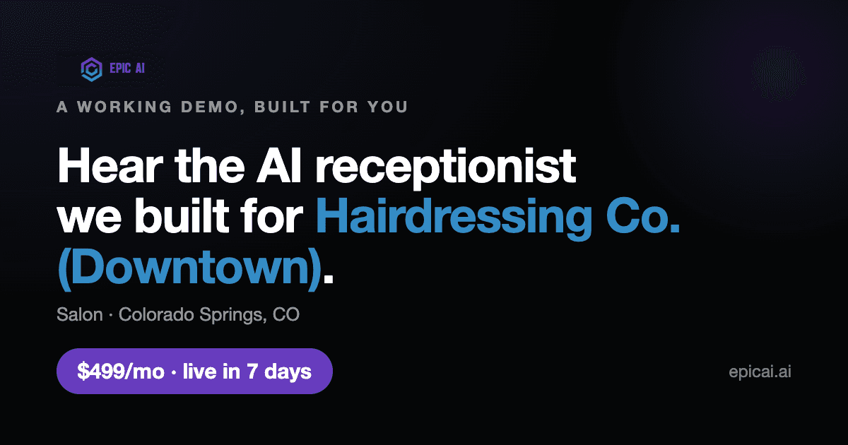 Hairdressing Co. (Downtown) AI phone-agent demo card