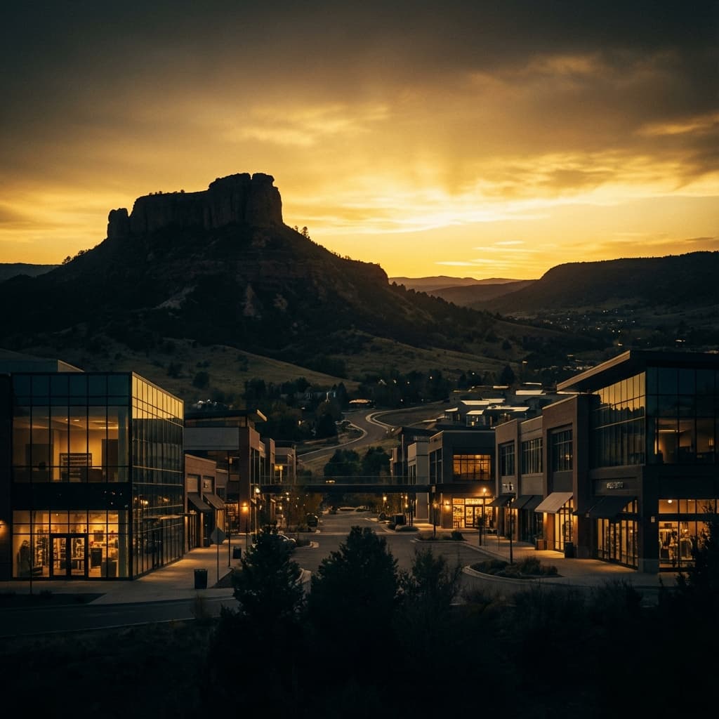 Outlets at Castle Rock premium shopping center with mountain views, Castle Rock Colorado retail destination